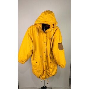 Vintage Foxrun‎ Yellow Down Filled Hooded Parka Jacket Colorblock Lining XL